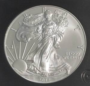 2012 AMERICAN SILVER EAGLE 1 TROY OZ. .999 FINE SILVER BLACK SLAB