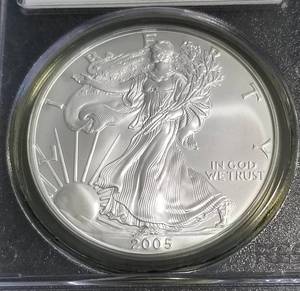 2005 AMERICAN SILVER EAGLE 1 TROY OZ. .999 FINE SILVER GEM UNC PCGS