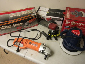 lot 328 image: WAXMASTER ORBITAL WAXER & POLISHER, CHICAGO ELECTRIC 6 DUAL ACTION POLISHER, 7 POLISHERSANDER