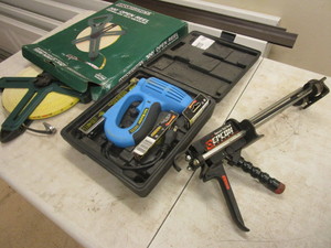 lot 373 image: ADHESIVEEPOXY INJECTOR TOOL, ELECTRIC BRAD NAIL GUN, 300 OPEN REEL TAPE MEASURE