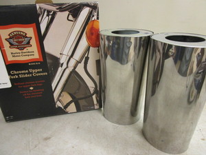 lot 408 image: HARLEY-DAVIDSON CHROME UPPER FORK SLIDER COVERS - NEW