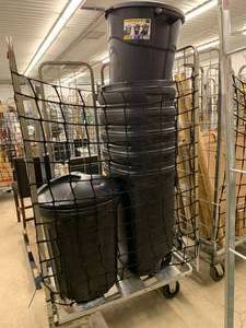 7 ASSORTED TRASH CANS