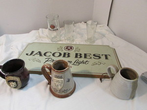 lot 75 image: Beer Sign w Collector Mugs