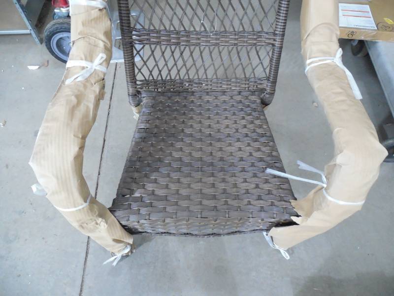 lot 43 image: Stackable Brown Resin Wicker Outdoor Patio Lounge Chair