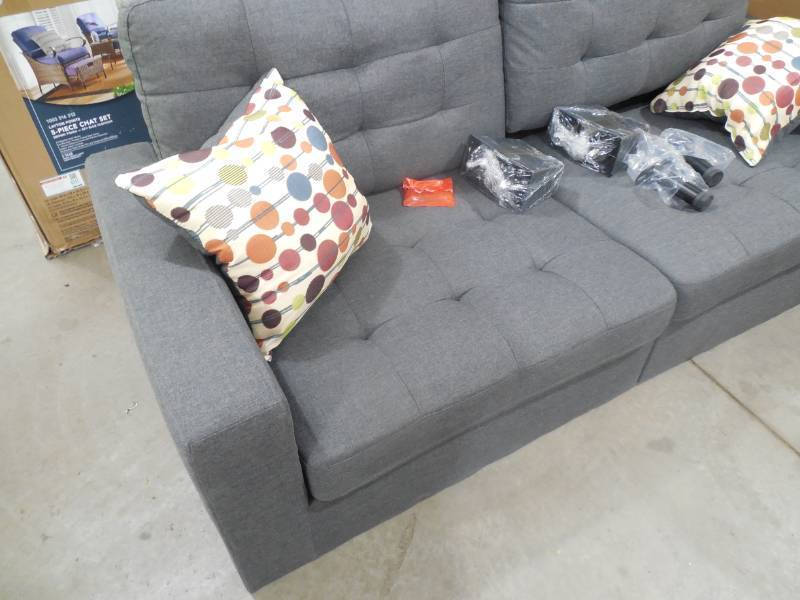 lot 13 image: Bobkona Windsor Linen-Like Poly Fabric 2 Piece Sofa and
