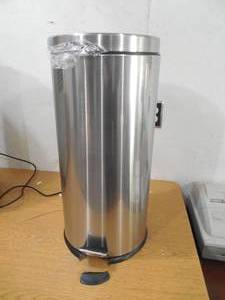 lot 84 image: alcove 8-Gallon Brushed Stainless Steel Round Trash Can
