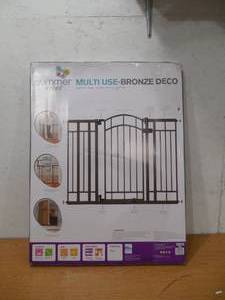 lot 92 image: Summer Multi-Use Decorative Extra Tall Walk-Thru Baby Gate, Metal, Bronze Finish  36 Tall, Fits Openings up to 28.5 to 48 Wide, Baby and Pet Gate for Doorways and Stairways