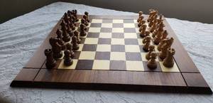 lot 96 image: Impressive Large Wood Chess Set