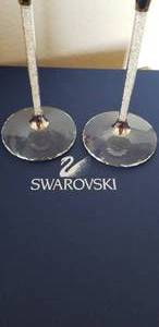 lot 79 image: Swarovski Crystal Stem Champagne Flutes with Box