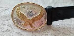 lot 21 image: Tony Lama Western Belt with Eagle Buckle, size 40