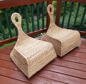 lot 4 image: Raffia Woven Mod Rocking Chairs