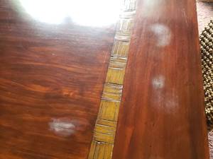 lot 32 image: Wood Inlaid Dining Table with 6 Chairs