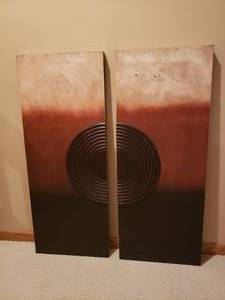 lot 81 image: Contemporary 2 Piece Wood Wall Art