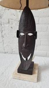 lot 97 image: Metal Tribal Mask Table Lamp