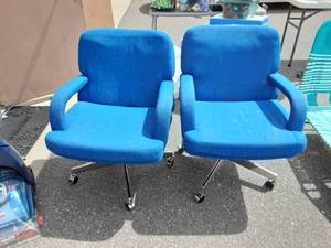 2-Retro Blue Office Arm Chairs