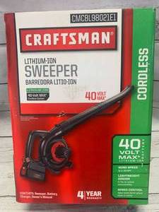 lot 21 image: Craftsman 40 Volt Lithium Ion Cordless Sweeper
