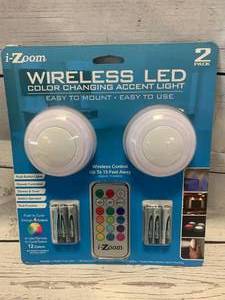 lot 57 image: 2 Pack Wireless Color Changing Lights with Remote