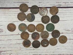 lot 100 image: Lot of 22 Indian Head Pennies
