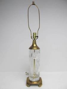 lot 53 image: Signed DRESDEN Lead Crystal & Brass Table Lamp
