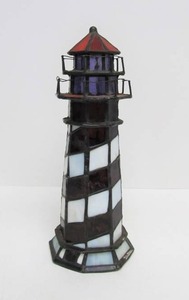lot 60 image: Stained Glass Lighthouse Sculpture