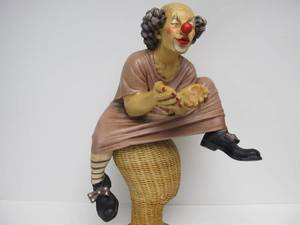 lot 45 image: Large Signed Shelf-Sitting Clown Sculpture