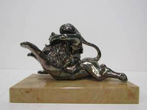 lot 32 image: Signed KEDEM Sterling Silver Sculpture on Marble Base