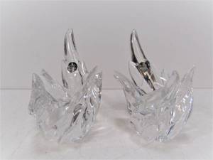 lot 33 image: Matching Pair of Signed ROSENTHAL Studio-Linie Crystal Candle Holders