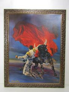 lot 35 image: LARGE Vintage Mid Century TURNER Matador Bullfighter Print by John Dekay