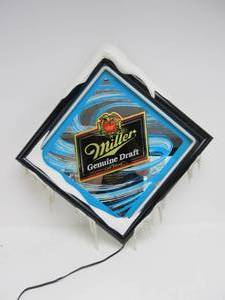 lot 71 image: MILLER MGD Lighted Icicle Beer Sign