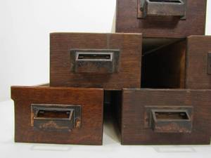 lot 195 image: Lot of 6 Matching Antique Oak File Cabinet Drawers