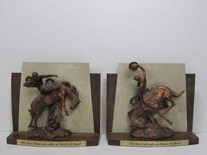 lot 147 image: Pair of Vintage Signed SCHUTZ Frederic Remington Wall Hangings