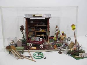 lot 149 image: Acrylic Display Case FULL of Farm & Garden Themed Miniatures