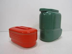 lot 188 image: Vintage Deco HALL for Westinghouse Covered Ceramic Pitcher & Bowl