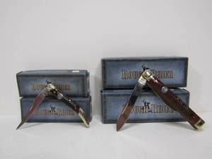 lot 81 image: 4 Brand New ROUGH RIDER Folding Knives