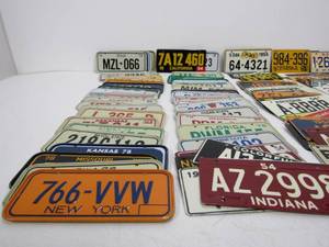 lot 89 image: HUGE Lot of Vintage 1950s-70s Embossed Metal Miniature License Plates