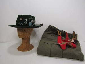 lot 163 image: Vintage 1950s German Wool Pants w Fritz Gunzrodt HOCHLAND Fedora & Pins