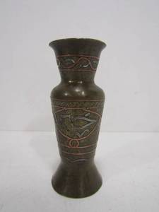lot 173 image: Antique Middle Eastern Silver & Copper on Brass Vase
