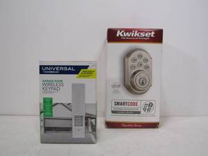 lot 216 image: Brand New Chamberlain Garage Door Keypad & Kwikset Smartcode Door Lock Set