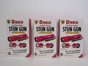 lot 227 image: 3 Brand New Guard Dog DIABLO Combination Stun Gun & Flashlight 