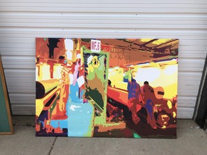 lot 272 image: HUGE Colorful VinylCanvas Wall Hanging Artwork Print