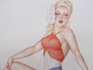 lot 279 image: VARGA Versus by Phil Stack July Pinup Girl Calendar Print