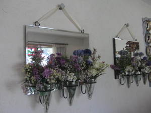 lot 52 image: Beveled Mirrors with Posie Holders