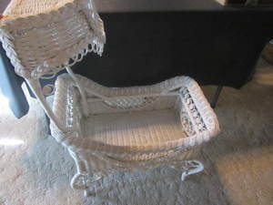lot 56 image: Antique Wicker Bassinet