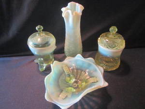 lot 101 image: Vaseline Opalescent Glass
