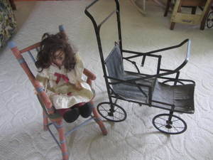 lot 164 image: Doll Highchair, Antique Buggy