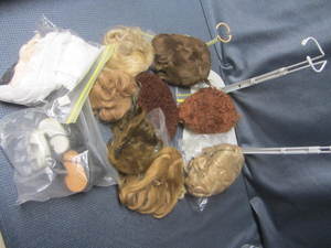lot 224 image: Doll Wigs, Shoes, Socks, Stands