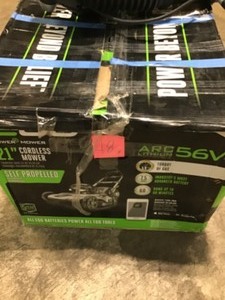 PALLET WITH EGO LAWN MOWER & BACKPACK BLOWER 1 BATTERY AND CHARGER INCLUDED CUSTOMER RETURNS SEE PICS