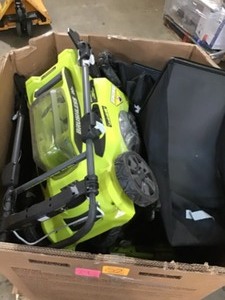 GAYLORD FULL WITH RYOBI ELECTRIC MOWERS BATTERY&CHARGER NOT INCLUDED. CUSTOMER RETURNS SEE PICS