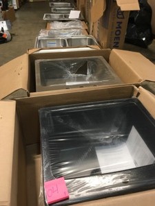 MIXED PALLET WITH ASSORTED GLACIER BAY SINKS & OTHERS TOO CUSTOMER RETURNS SEE PICS