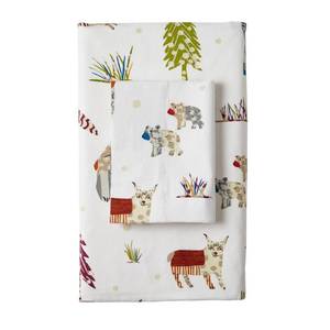 Whimsical Woods Multicolored Flannel Queen Flat Sheet, 50475A-Q-MULTI - NEW
